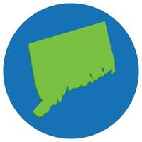 Connecticut state map in globe shape green with blue circle color. Map of the US state of Connecticut. vector