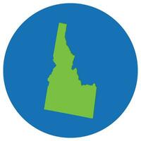 Idaho state map in globe shape green with blue circle color. Map of the U.S. state of Idaho. vector