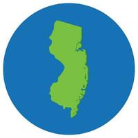 New Jersey state map in globe shape green with blue round circle color. Map of the U.S. state of New Jersey. vector