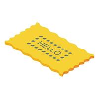 Hello yellow color door mat icon isometric vector. Home clean vector