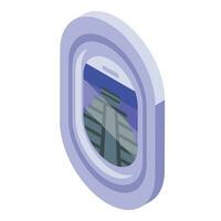 Airplane window view icon isometric vector. Fly design vector