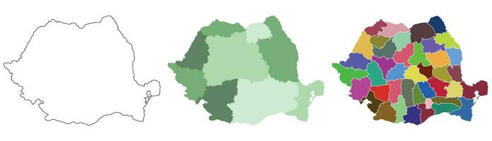 Romania map. Map of Romania in set vector