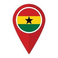 Ghana flag on map pinpoint icon isolated. Flag of Ghana vector