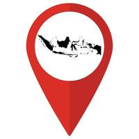 Indonesia map on map pin icon red color isolated vector