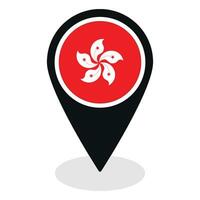 Hong Kong flag on map pinpoint icon isolated. Flag of Hong Kong vector