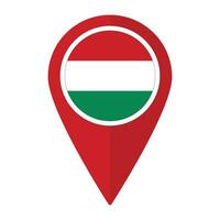 Hungría bandera en mapa determinar con precisión icono aislado. bandera de Hungría vector
