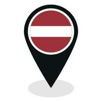 Latvia flag on map pinpoint icon isolated. Flag of Latvia vector