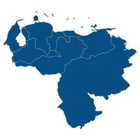 Venezuela map. Map of Venezuela in mains regions in blue color vector