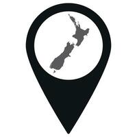 New Zealand map on map pin icon black color isolated vector