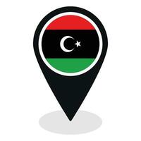 Libya flag on map pinpoint icon isolated. Flag of Libya vector