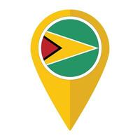 Guyana flag on map pinpoint icon isolated. Flag of Guyana vector