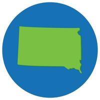 South Dakota state map in globe shape green with blue round circle color. Map of the U.S. state of South Dakota. vector