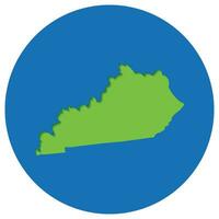 Kentucky state map in globe shape green with blue circle color. Map of the U.S. state of Kentucky. vector