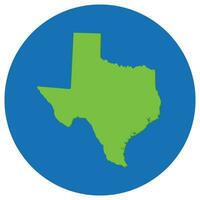 Texas state map in globe shape green with blue round circle color. Map of the U.S. state of Texas. vector