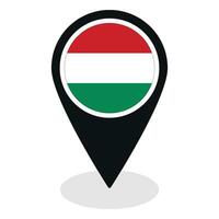 Hungary flag on map pinpoint icon isolated. Flag of Hungary vector