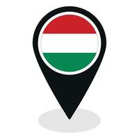 Hungary flag on map pinpoint icon isolated. Flag of Hungary vector