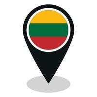 Lithuania flag on map pinpoint icon isolated. Flag of Lithuania vector