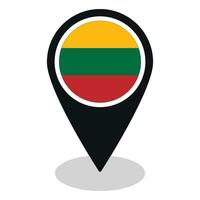 Lithuania flag on map pinpoint icon isolated. Flag of Lithuania vector