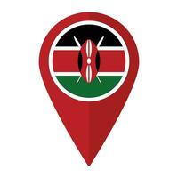 Kenya flag on map pinpoint icon isolated. Flag of Kenya vector