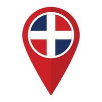 Dominican flag on map pinpoint icon isolated. Flag of Dominican vector