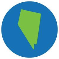 Nevada state map in globe shape green with blue round circle color. Map of the U.S. state of Nevada. vector