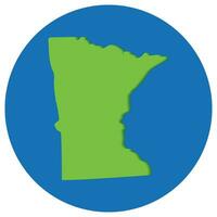 Minnesota state map in globe shape green with blue round circle color. Map of the U.S. state of Minnesota. vector