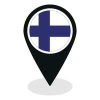 Finland flag on map pinpoint icon isolated. Flag of Finland vector