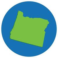 Oregon Map in globe shape green with blue round circle color. Map of Oregon. USA map vector