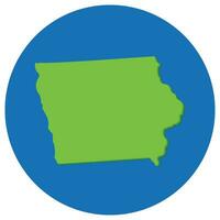 Iowa state map in globe shape green with blue circle color. Map of the U.S. state of Iowa. vector