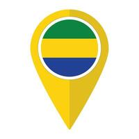 Gabon flag on map pinpoint icon isolated. Flag of Gabon vector