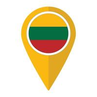 Lithuania flag on map pinpoint icon isolated. Flag of Lithuania vector