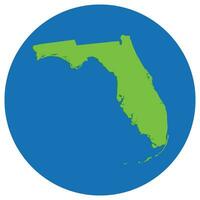 Florida state map in globe shape green with blue circle color. Map of the U.S. state of Florida vector