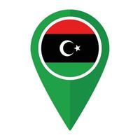 Libya flag on map pinpoint icon isolated. Flag of Libya vector