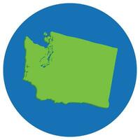 Washington state map in globe shape green with blue round circle color. Map of the U.S. state of Washington. vector