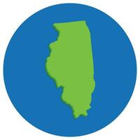 Illinois state map in globe shape green with blue circle color. Map of the U.S. state of Illinois. vector