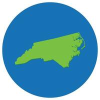 North Carolina state map in globe shape green with blue round circle color. Map of the U.S. state of North Carolina. vector