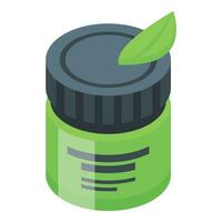 Leaf care jar icon isometric vector. Problem guy vector