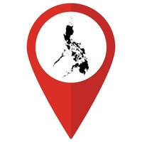 Philippines map on map pin icon red color isolated vector