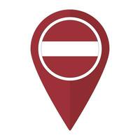 Latvia flag on map pinpoint icon isolated. Flag of Latvia vector