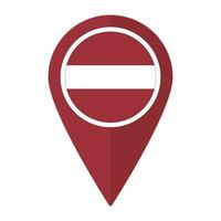 Latvia flag on map pinpoint icon isolated. Flag of Latvia vector