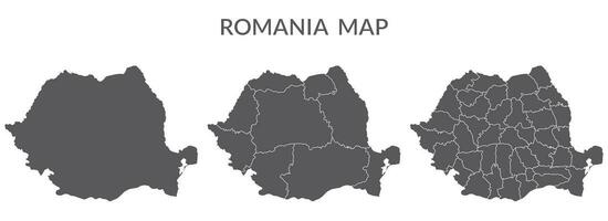 Rumania mapa. mapa de Rumania en conjunto en gris vector