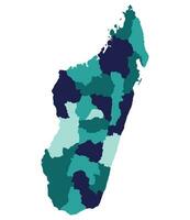 Madagascar map. Map of Madagascar in administrative provinces in multicolor vector