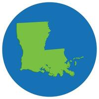 Louisiana state map in globe shape green with blue circle color. Map of the U.S. state of Louisiana. vector