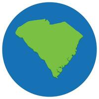 South Carolina state map in globe shape green with blue round circle color. Map of the U.S. state of South Carolina. vector