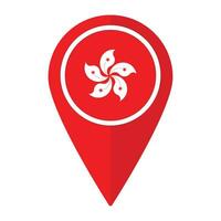 Hong Kong flag on map pinpoint icon isolated. Flag of Hong Kong vector