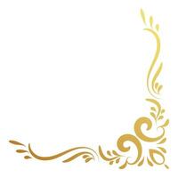 Gold vintage corner and frame vector element. Antique swirl divider pattern luxury ornament. Filigree design calligraphic decoration for frame, greeting card, invitation, menu, certificate.