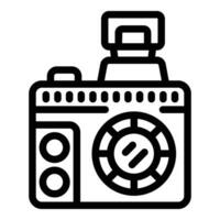 Extreme tourism camera icon outline vector. Camping winter vector