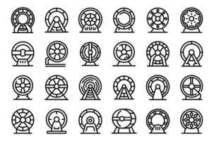 Hamster Wheel icons set outline vector. Animal mouse cage vector