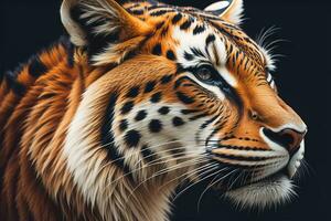 AI generated Portrait of a tiger on a solid color background. Close-up. ai generative photo