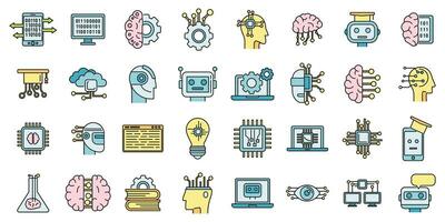 Science machine learning icons set vector color